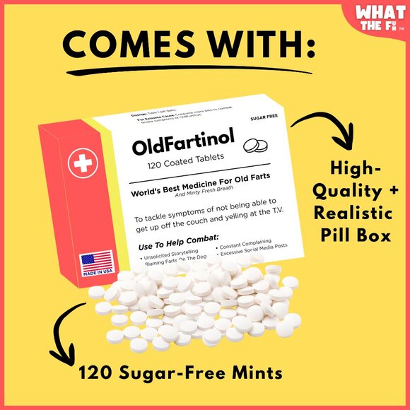 Novelty Prank Medicine Box OldFartinol Funny Prescription Gag Gift Exchange Xmas - Picture 6 of 13